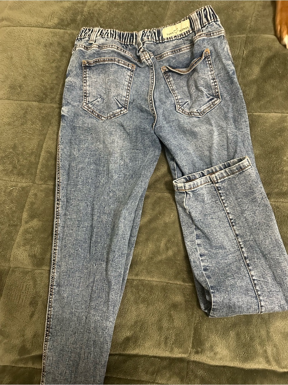 Women’s Blue Washed Elastic Waist Jeans